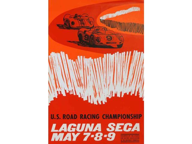 VINTAGE 1965 LAGUNA SECA US GRAND PRIX AUTO RACING POSTER PRINT 36x24 9MIL PAPER