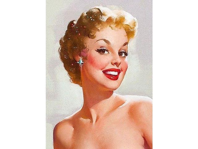 /"Admiring Miss Sylvania/" Actress Vintage Style Elvgren Pin-Up Girl Poster 16x20