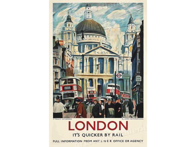 24x36 1953 London St Paul/'s Cathedral Classic British Travel Poster