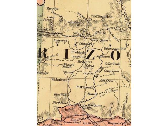 16x20 1867 New Mexico /& Arizona Historic State Map