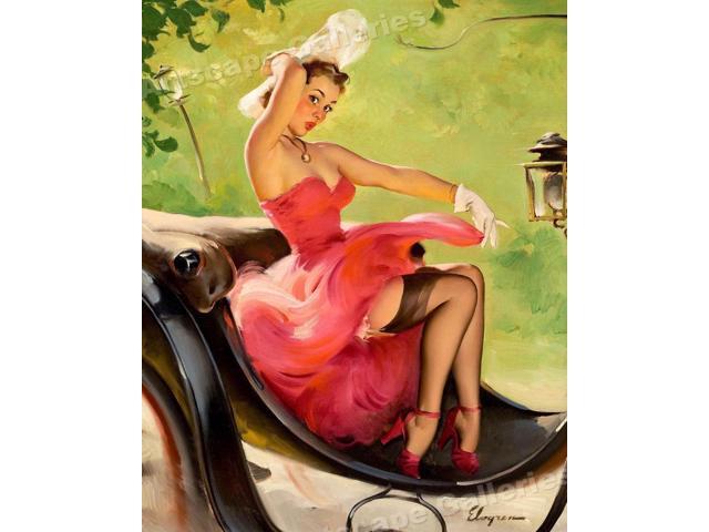 24x30 1950/'s Elvgren PinUp Girl Poster /"Up in Central Park/" Carriage Ride