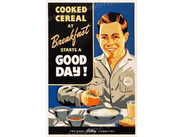 /"Breakfast Starts a Good Day!/" 1940s Vintage Style WWII Poster 16x24