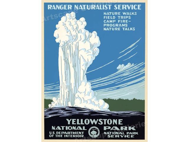 Yellowstone 1938 National Park Service WPA Ranger Naturalist Travel Poster 18x24