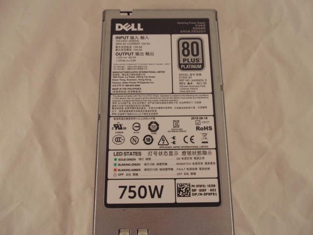 750W Power Supply F9F51 0F9F51 E750E-SO For DELL POWEREDGE R520 R620 R720 R720XD