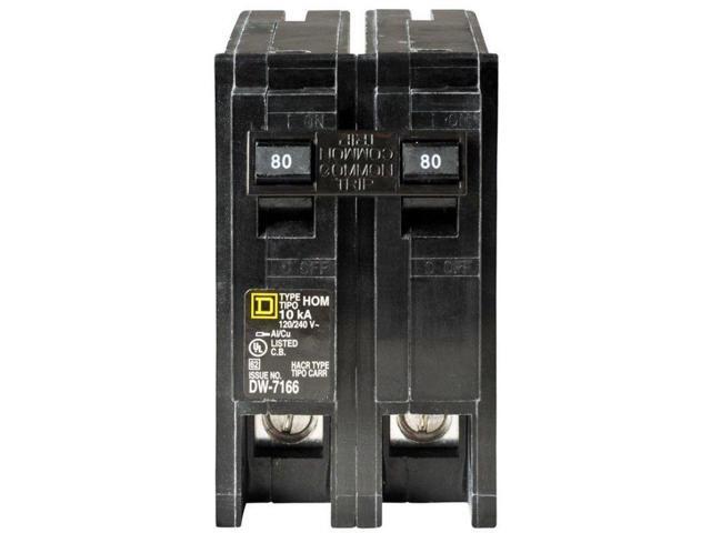 Square D Homeline 80 Amp 2-Pole Circuit Breaker Electrical Center Box