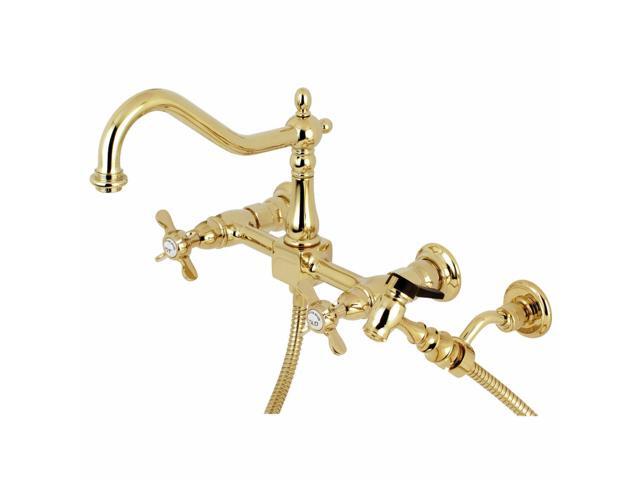 Kingston Brass Es Center Set Wall Mounted Double Handle Kitchen Faucet Newegg Com