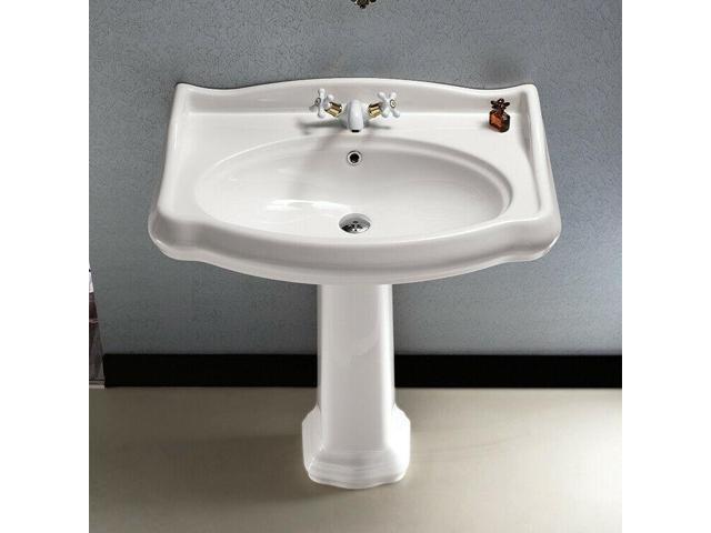 Nameeks 030300 Ped Cerastyle 31 1 2 Ceramic Pedestal Bathroom Sink White Newegg Com