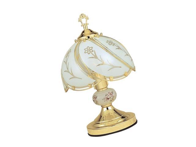 Antique Brass Ore International K318 Smoked Glass Wheat Barley Scene Touch Lamp