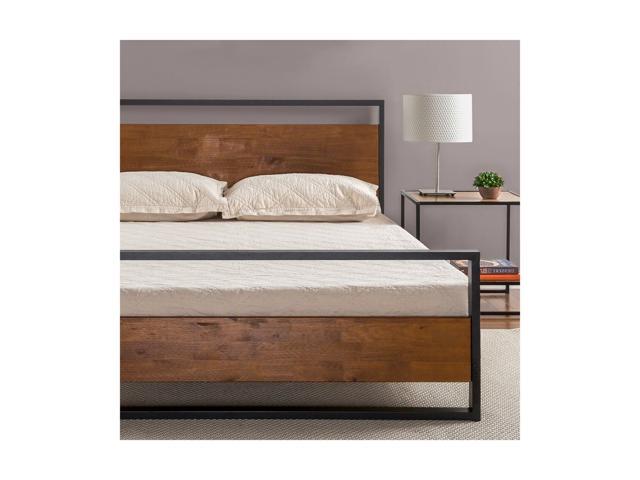 Zinus Suzanne Metal And Wood Platform Bed With Headboard Metal And Wood Platform Bed