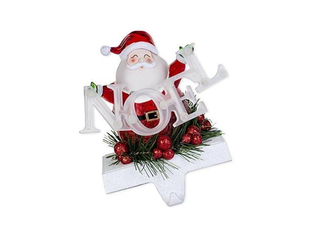 Santa Noel Confetti Led Light Up 7 Inch Holiday Figurine Stocking Holder