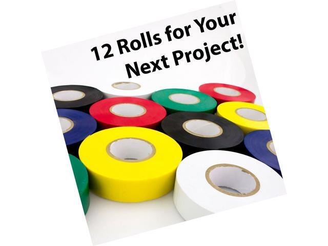 Weather-Resistant Colored Electrical Tape 60 Jumbo Roll 12 Pack by Nova Supply.