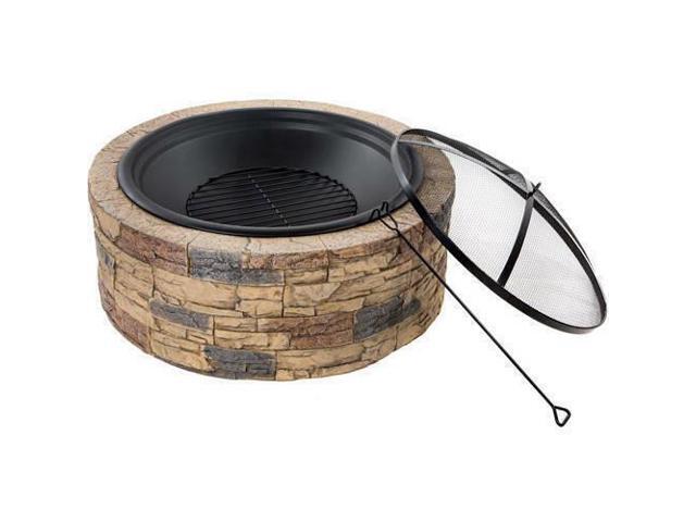 Sun Joe Sjfp35 Stn 35 In Cast Stone Base Wood Burning Fire Pit W