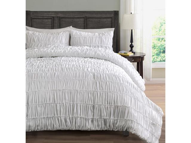 Ruched Beddings 3 Piece King Cal King Size Pich Pleat Comforter