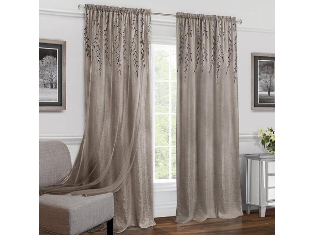 Willow Crushed Satin Double Layer Rod Pocket Panel Toffee 42x63