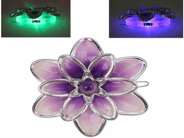 Colors Changing Flashing Flower Brooch Hair Clip Ornament For