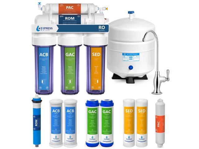 Express Water Reverse Osmosis Water Filtration System – 5 Stage RO Water Purifier with Faucet and Tank – Under Sink Water Filter – plus 4