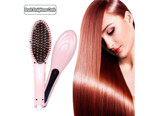 Hair Straightener Brush Anti Static Ceramic Heating Detangling