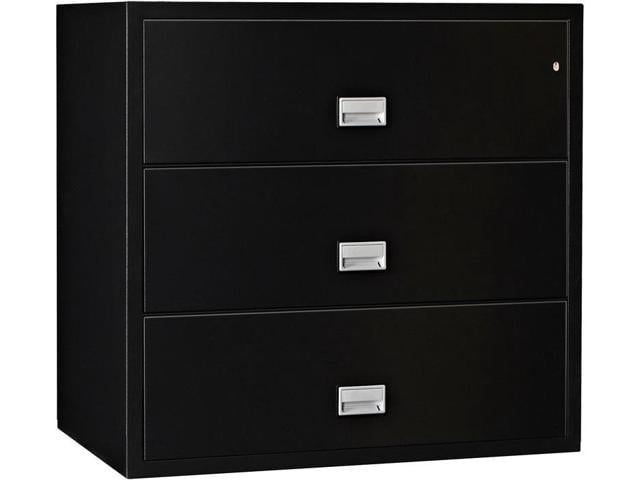 Phoenix Lateral 44 Inch 3 Drawer Fireproof File Cabinet Black