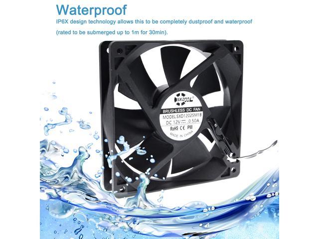 120mm 12cm Waterproof Dustproof IP68 Cooling Fan,120X120X25mm 3P 3-Pin Dual Ball Bearing 3050RPM,High Speed 106CFM Cooler	SXDOOL SXD12025M1B
