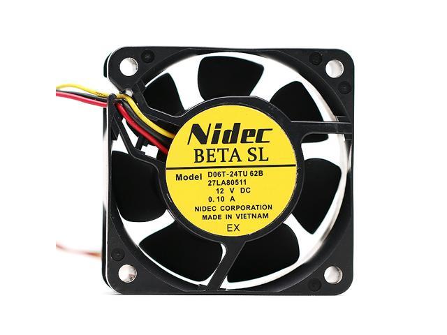 New Nidec D06T-24TU 62B 6cm 6025 24V 0.1A 27LA80511 45BH7 3-WIRE 3-pin  Cooling Fan 60*60*25MM - Newegg.com