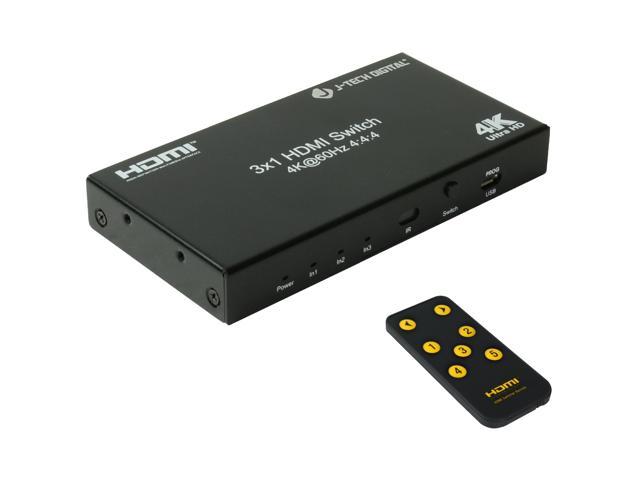 J-Tech Digital 4K HDMI Switch 3x1 3 Port with Remote HDMI 2.0 HDCP 2.2 4K 60Hz 4:4:4 HDR HDR-10 - [JTECH-SW31]
