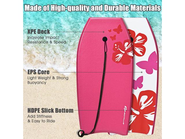 41" Super Lightweight Bodyboard Surfing W/Leash EPS Core Boarding IXPE Pink 