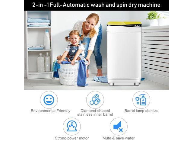 Full-Automatic Washing Machine 7.7 lbs Washer/Spinner Germicidal UV Light Yellow White