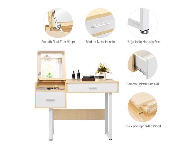 costway vanity table flip top square makeup table writing table