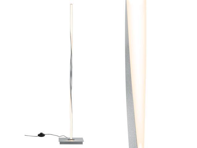 48''Helix LED Floor Lamp Modern Standing Pole Light w/Built-in Light Strip Silver