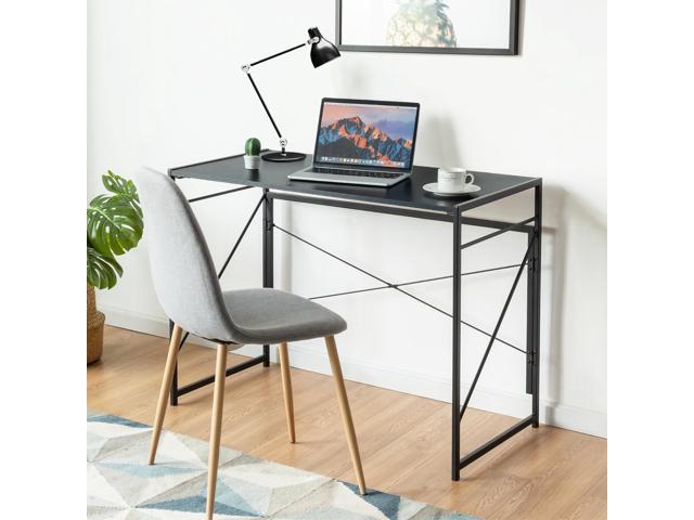 Costway Folding Computer Desk Writing Study Table w/6 Hooks Home Office ...