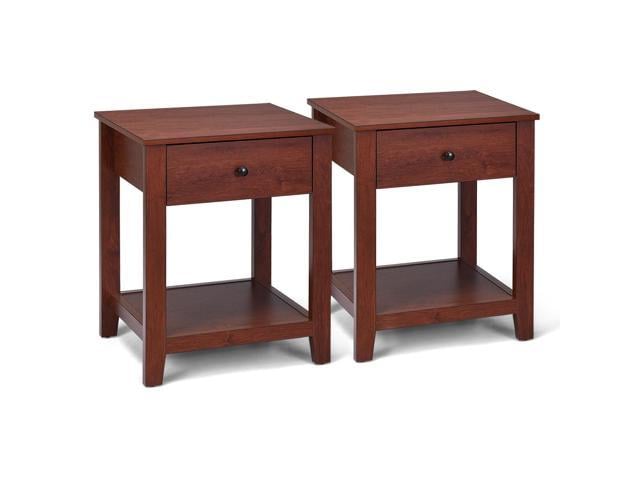 Costway Set Of 2 Night Stand End Side Table Bedside Sofa Accent Table W ...