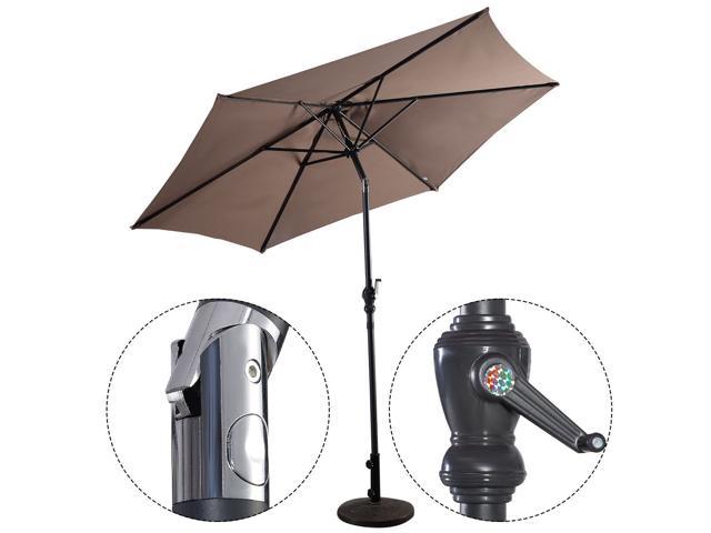 9ft Patio Umbrella Patio Market Steel Tilt W Crank Outdoor Yard Garden Tan Newegg Com