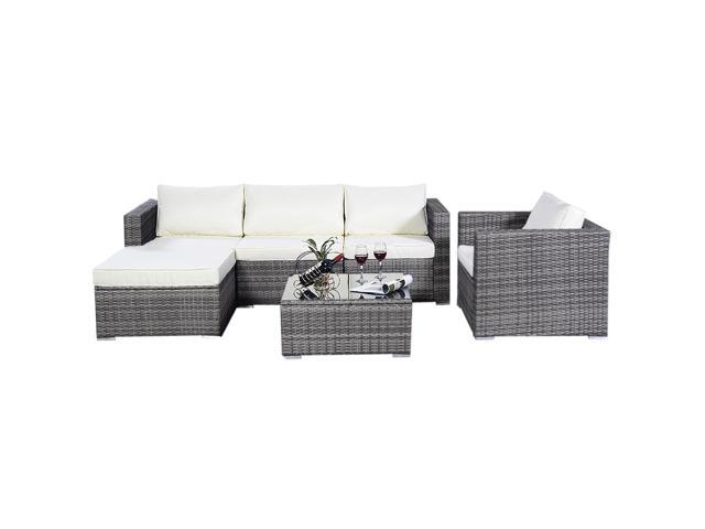6pc Furniture Set Aluminum Patio Sofa Pe Gray Rattan Couch 2 6pc Furniture Set Aluminum Patio Sofa Pe Gray Rattan Couch 2 Cushion Covers