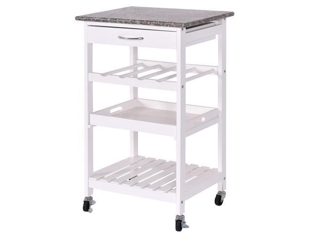 4 Tier Rolling Wood Kitchen Trolley Island Cart Storage Shelf Drawer 4 Tier Rolling Wood Kitchen Trolley Island Cart Storage Shelf Drawer Wine Rack