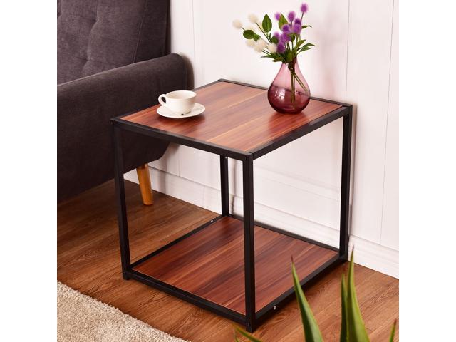 20 Metal Square Side End Table Sofa Coffee Tea Stand Bottom W 2 Tier Shelf Newegg