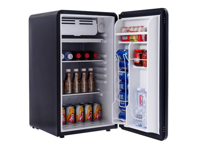 3 2 Cu Ft Retro Compact Refrigerator W Freezer Interior Shelves Handle Black Newegg Com - roblox id new freezer