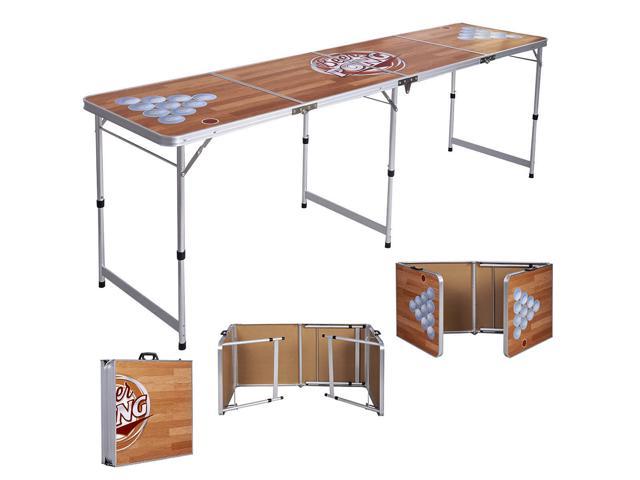 Foldable Aluminum 8 Folding Beer Pong Table Portable Outdoor Indoor Game Party Newegg Com