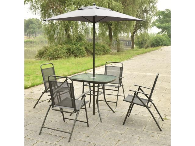 6pcs Patio Garden Set Furniture 4 Folding Chairs Table With Umbrella Gray Newegg Com - Folding Chair Patio Sets 6pcs Patio Garden Set Furniture 4 Folding Chairs Table With Umbrella Gray Newegg Com - Folding Chair Patio Sets