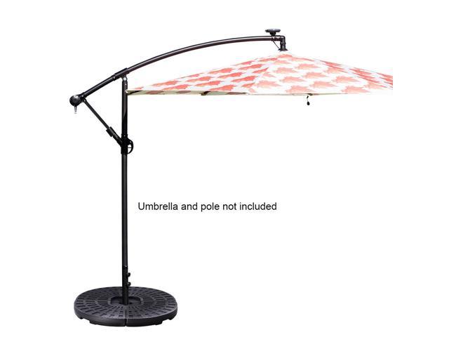 Patio Offset Umbrella Base Stand, Offset Patio Umbrella Base With Wheels Sand Water Filled