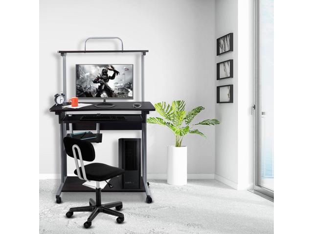 Computer Desk W Printer Shelf Stand Rolling Laptop Home Office