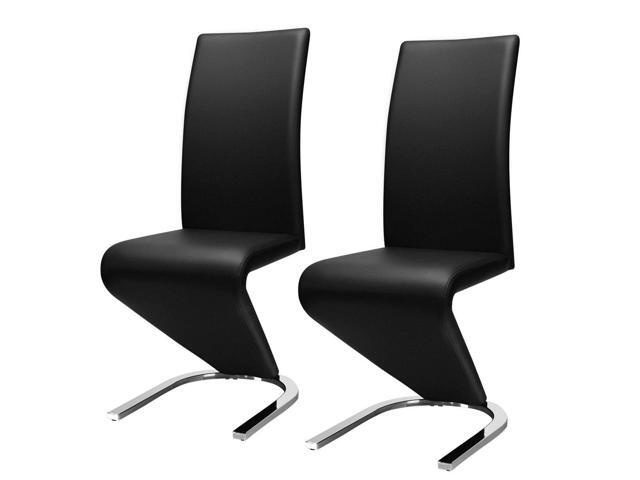 2 Pcs Dining Chair Modern High Back Chair Pu Leather Armless