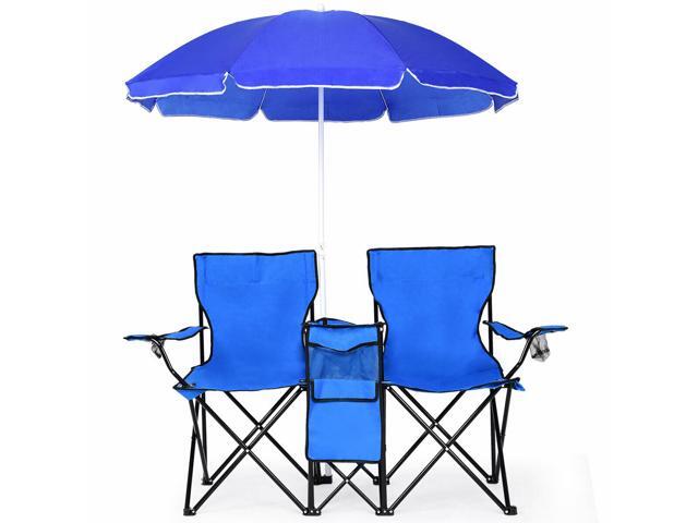 double chair with umbrella