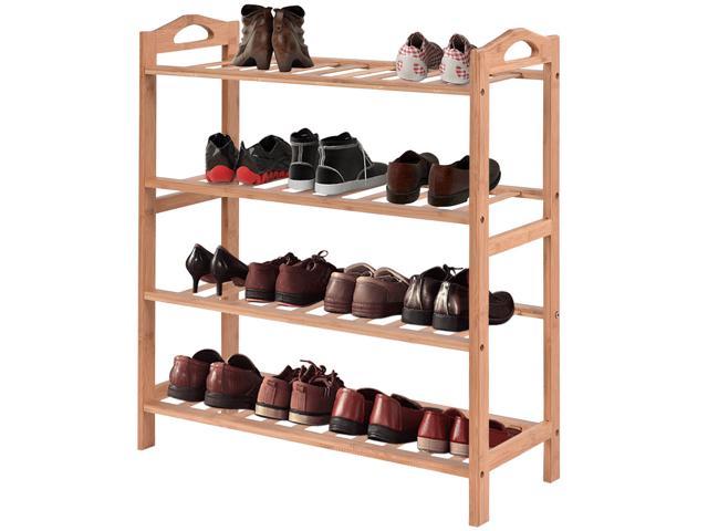 4 Tier Bamboo Shoe Rack Entryway Shoe Shelf Holder Storage