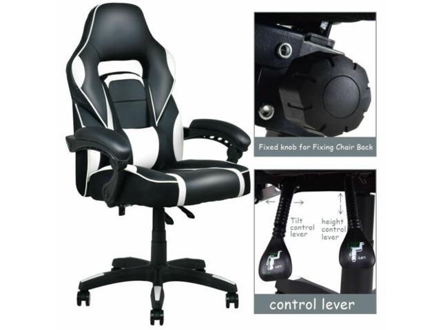 Executive Racing Style Pu Leather Gaming Chair High Back Recliner Office White Newegg Com