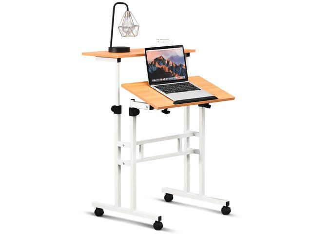 Mobile Standing Desk Height Adjule Sit Stand Workstation Up 2in1 Newegg Com