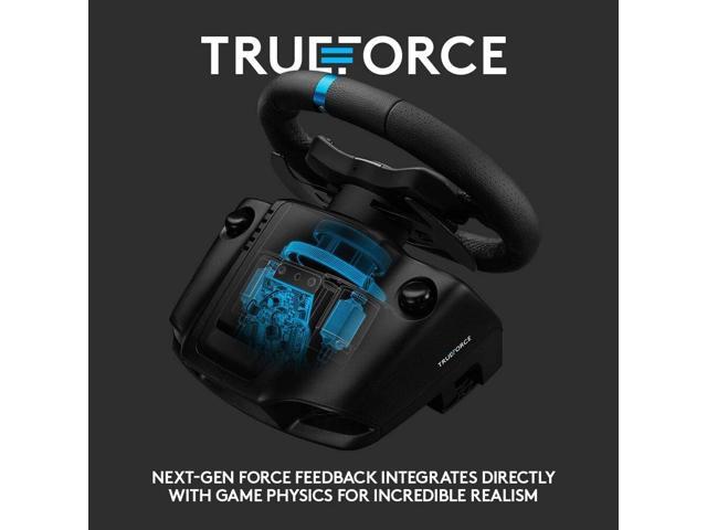 Logitech G923 Racing Wheel and Pedals, TRUEFORCE Feedback, Responsive  Driving Design, Dual Clutch Launch Control, Genuine Leather Steering Wheel