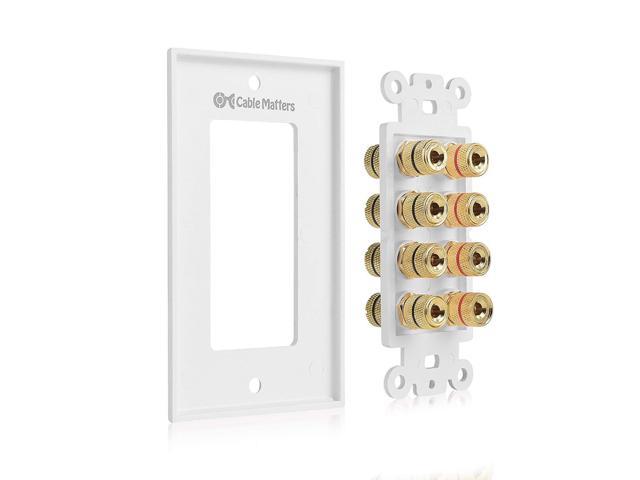 Speaker Wall Plate, Banana Plug Wall Plate for 1 Speaker in White Cable Matters 2-Pack Speaker Wire Wall Plate 