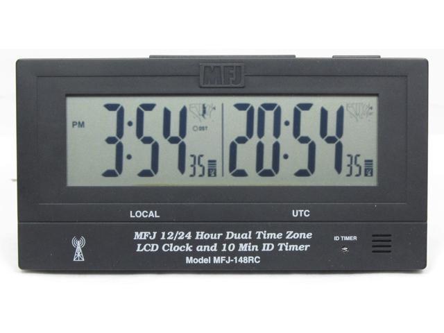 Mfj 148rc Dual Time 24 12 Hour Lcd Atomic Clock W Gmt Zone And Id Timer
