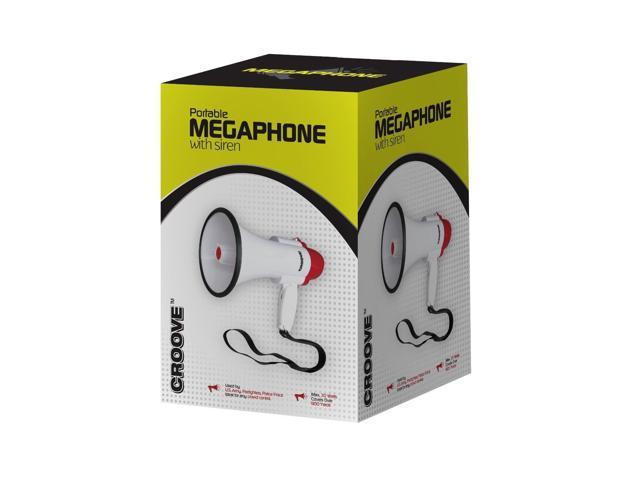 Croove Portable 30 Watt Bullhorn/Megaphone with Siren & Cheering White 