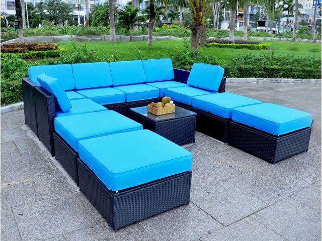 Mcombo 12pc Black Wicker Patio Sectional Outdoor Sofa Furniture Set 6085 S1012 B Newegg Com